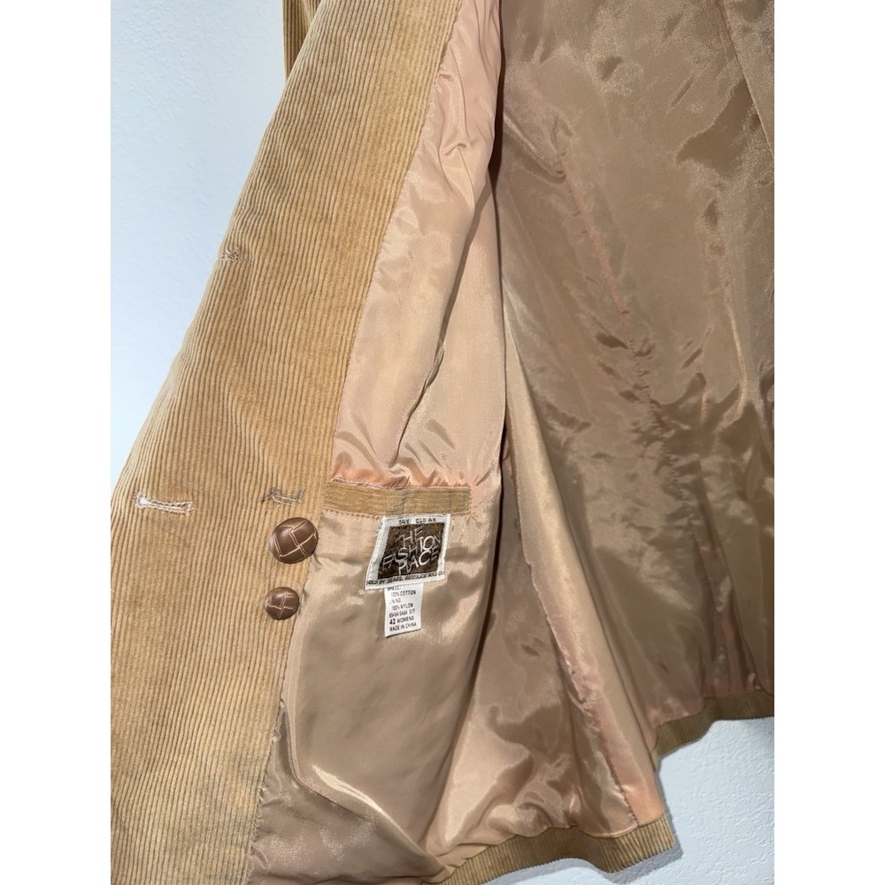 VTG The Fashion Place Size 42W- 10/12 Tan Corduroy Blazer Jacket Sears Womens - Picture 3 of 13